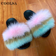 Real Fur Slides Female Indoor Women Fox Fur Slippers