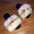 Real Fur Slides Female Indoor Women Fox Fur Slippers