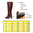 Leather Faux Pointed Toe Knee Chunky High Boots