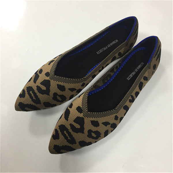 Pointed Flat Breathable Knit Shoes