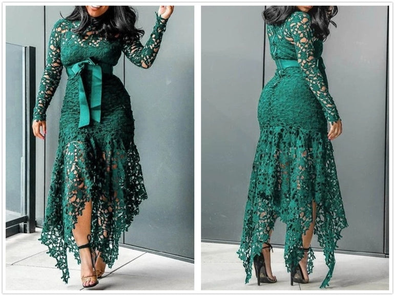 Party Fishtail Straps Lace Mesh Dress