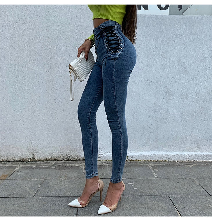 High Waist Hips Tight Jeans Slim Pants