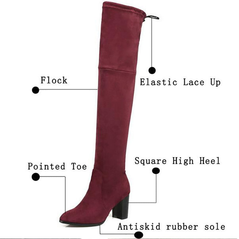 Thigh Over The Knee Elastic High Heel Boots