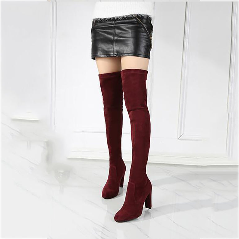 Thigh Over The Knee Elastic High Heel Boots