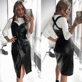 Elegant Leather Club Vintage Knee Length Dress