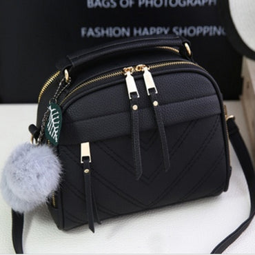 Leather Fair Ball Tassel Messenger Handbag