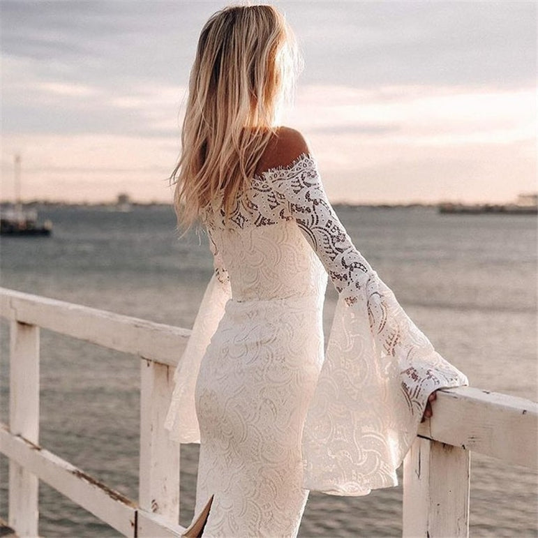 Off Shoulder Strapless Mini Lace Dress