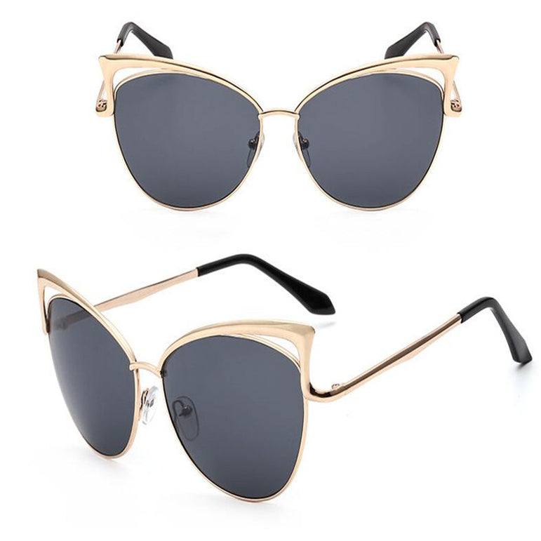 Women Retro Cat Eye Alloy Frame Sunglasses