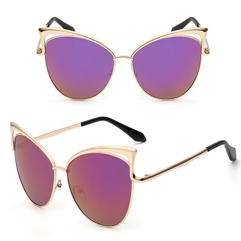 Women Retro Cat Eye Alloy Frame Sunglasses