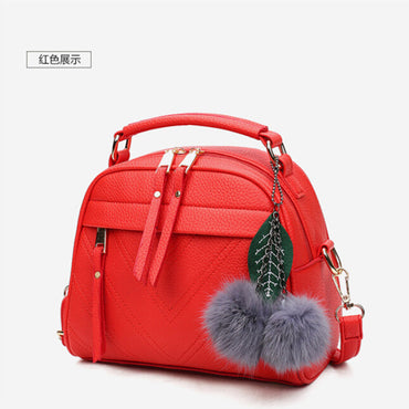 Leather Fair Ball Tassel Messenger Handbag