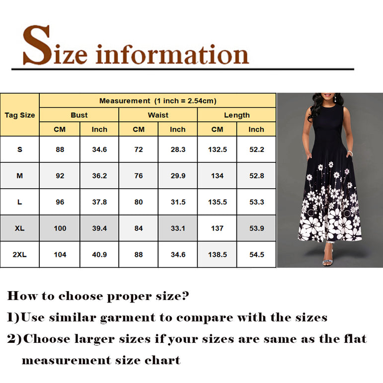 Elegant Women's Floral Print Long Maxi Dress