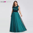 Elegant Lace Applique Tulle Prom Dresses