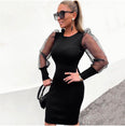 Elegant Mesh Sheer Long Sleeve Bodycon Mini Dress