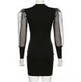 Elegant Mesh Sheer Long Sleeve Bodycon Mini Dress