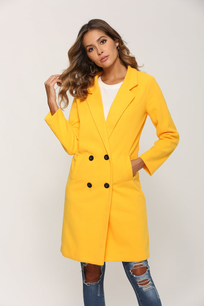 Long Sleeve Women Winter Woollen Coat Blazer