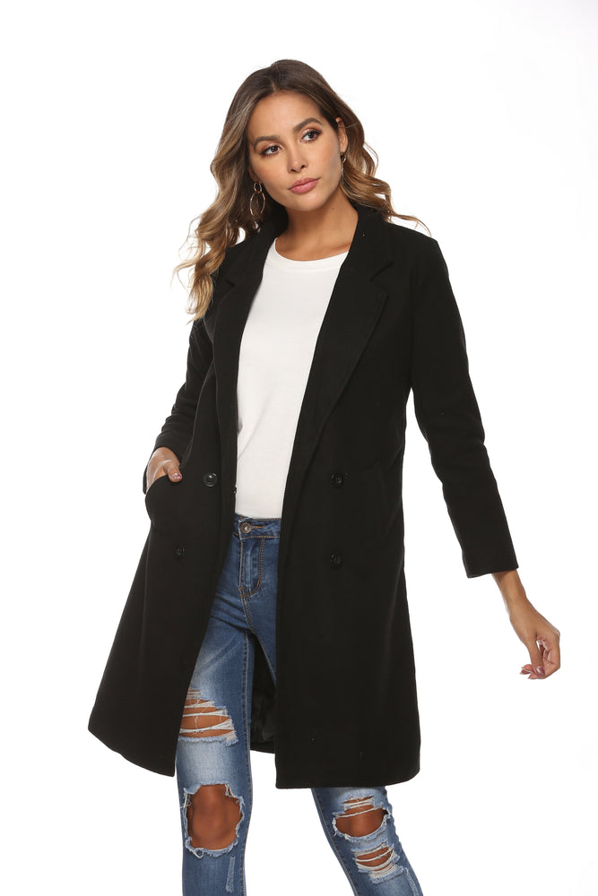 Long Sleeve Women Winter Woollen Coat Blazer