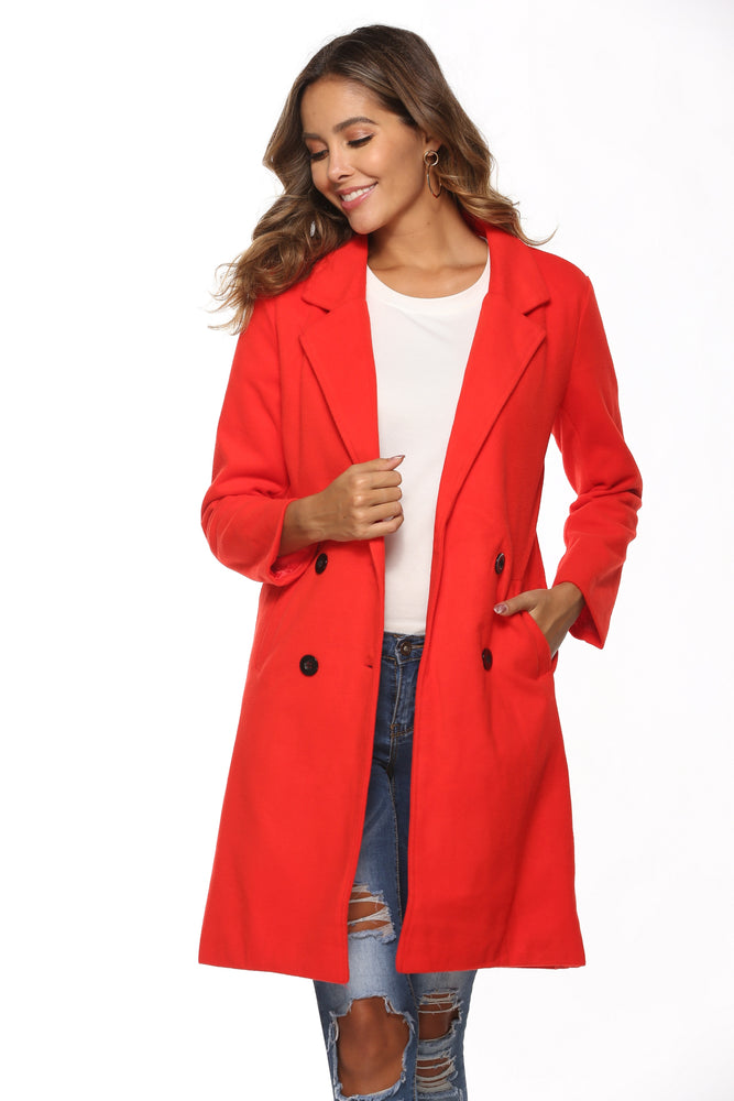 Long Sleeve Women Winter Woollen Coat Blazer