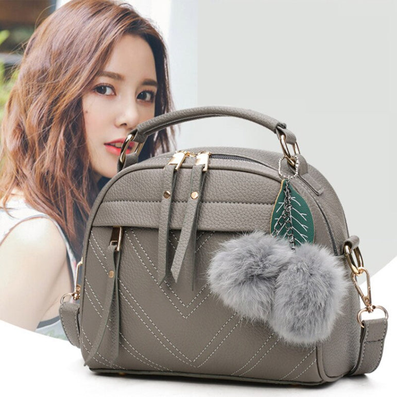 Leather Fair Ball Tassel Messenger Handbag