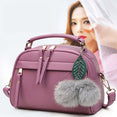 Leather Fair Ball Tassel Messenger Handbag