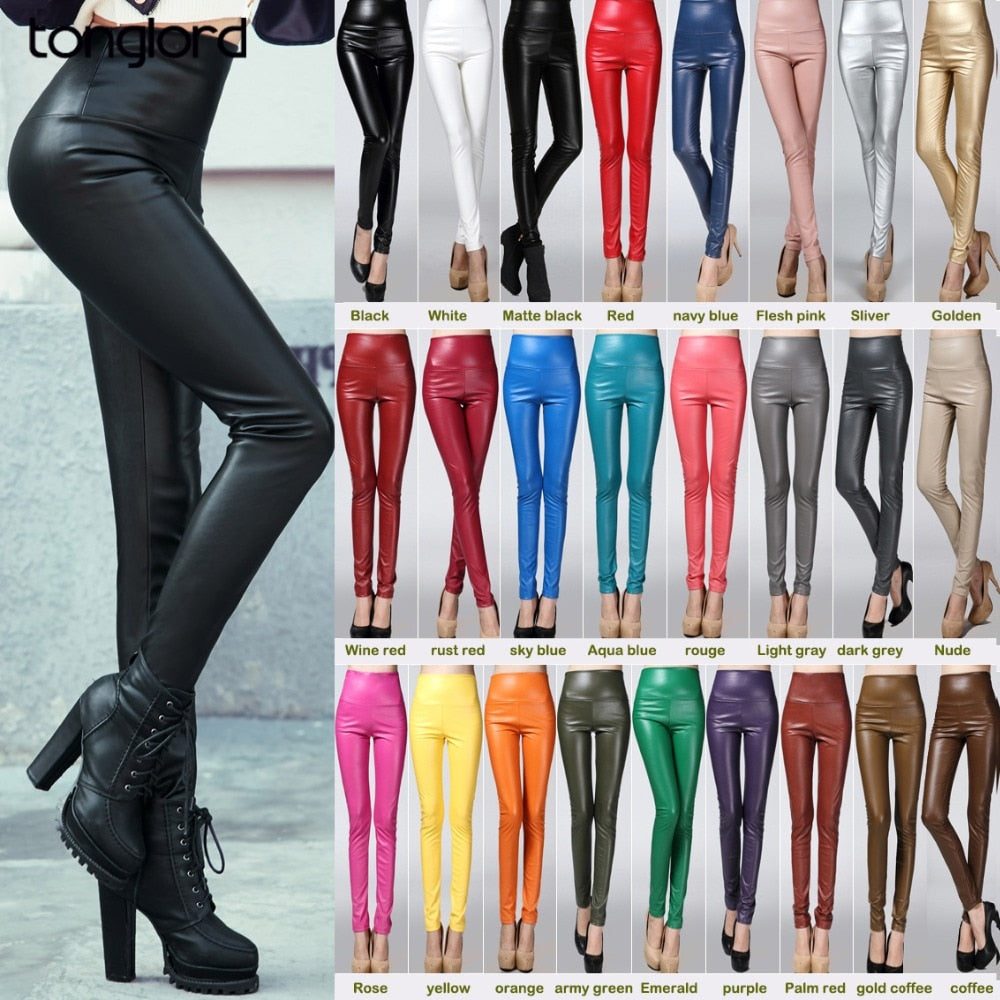 Leather Thin Velvet Elastic Stretch Pants