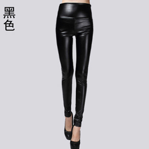 Leather Thin Velvet Elastic Stretch Pants