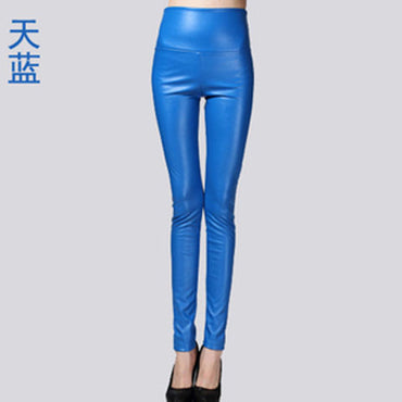 Leather Thin Velvet Elastic Stretch Pants