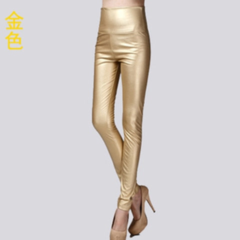 Leather Thin Velvet Elastic Stretch Pants