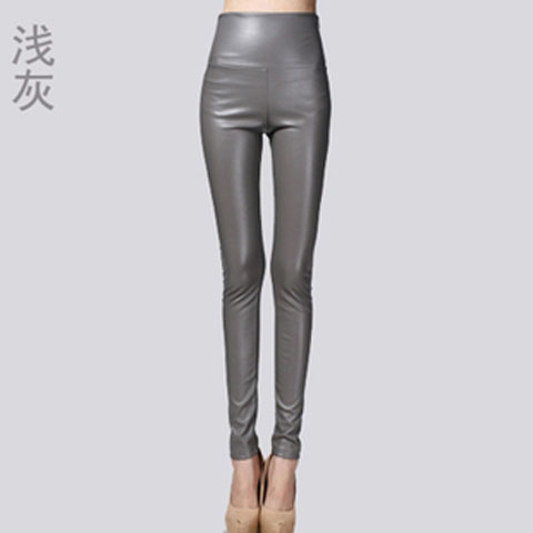 Leather Thin Velvet Elastic Stretch Pants