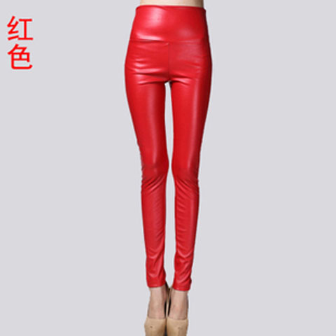 Leather Thin Velvet Elastic Stretch Pants