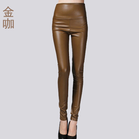 Leather Thin Velvet Elastic Stretch Pants