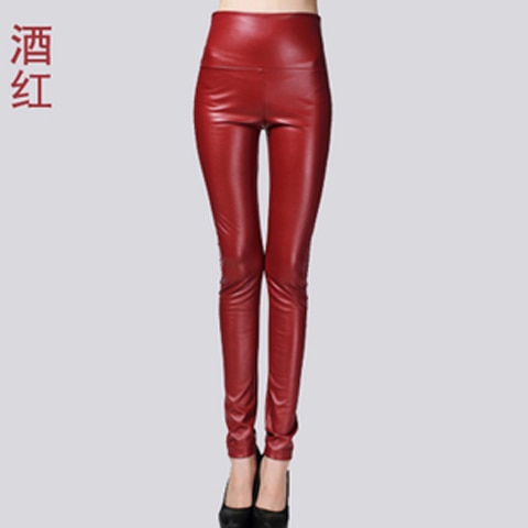 Leather Thin Velvet Elastic Stretch Pants