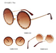 Metal Frame Clear Lens Oversized Round Rivet Sunglasses