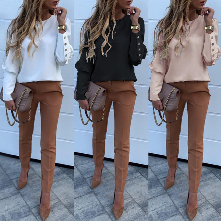 Casual Work Wear Long Sleeve Blouses