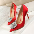 Crystal Shallow Silver Bridal Wedding Stiletto High Heel