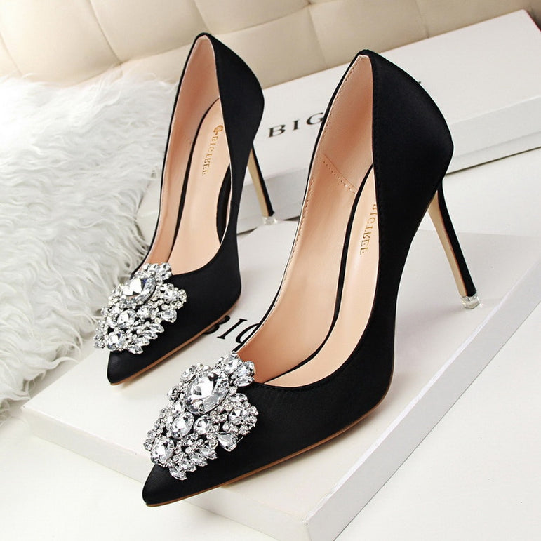 Crystal Shallow Silver Bridal Wedding Stiletto High Heel