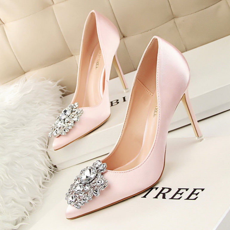 Crystal Shallow Silver Bridal Wedding Stiletto High Heel