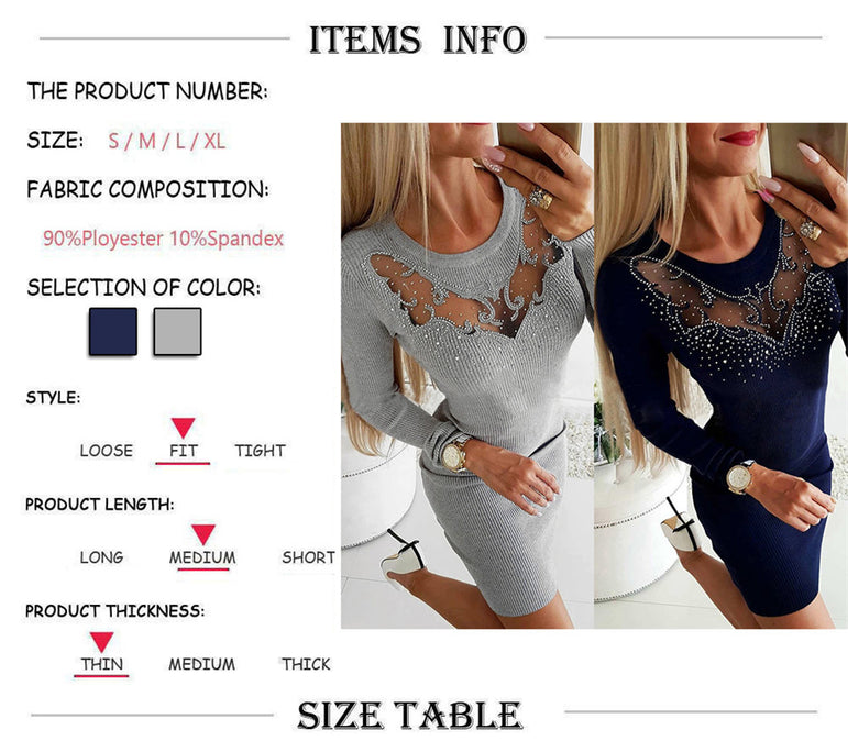 Elegant Long Sleeve Bodycon Slim Dress