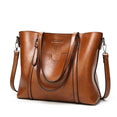 Leather Oil wax Women Tote Handbags