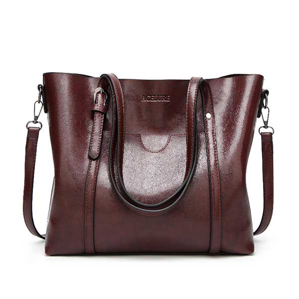 Leather Oil wax Women Tote Handbags