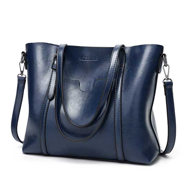 Leather Oil wax Women Tote Handbags