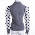 Casual Polka Dots Mesh Puff Long Sleeve Blouse