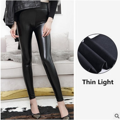 High Waist Leather Push Up Leggings