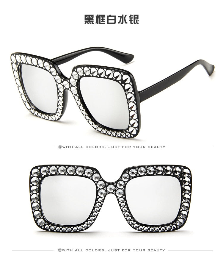 Flash Square Shades Shining Diamond Sunglasses