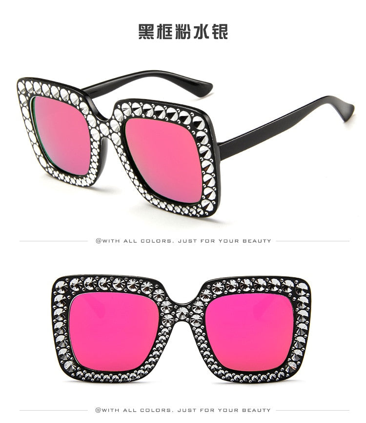 Flash Square Shades Shining Diamond Sunglasses