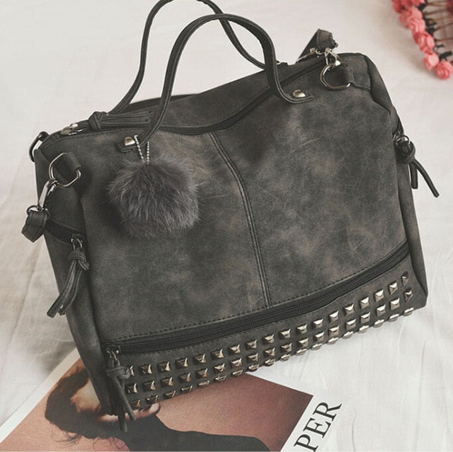 Leather Fair Ball Tassel Messenger Handbag