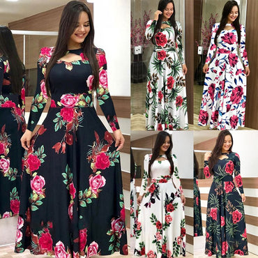 Elegant Casual Bohmia Flower Print Dress