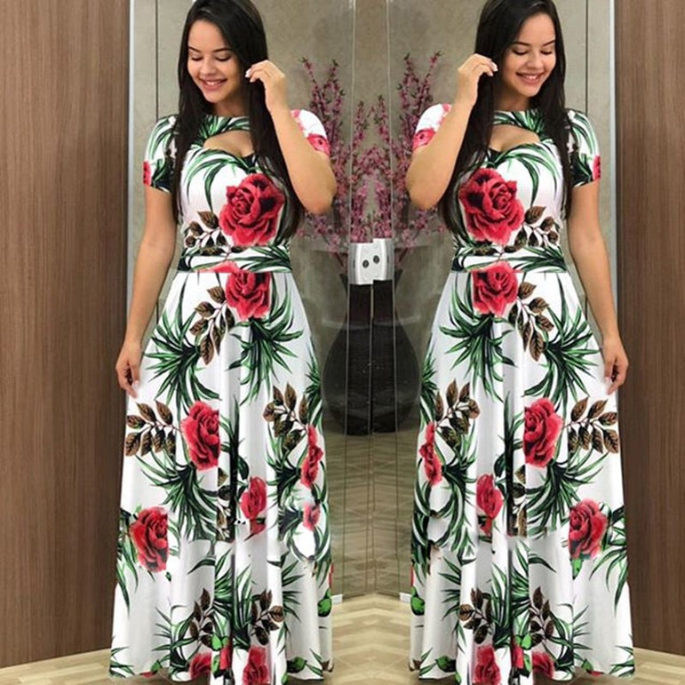 Elegant Casual Bohmia Flower Print Dress