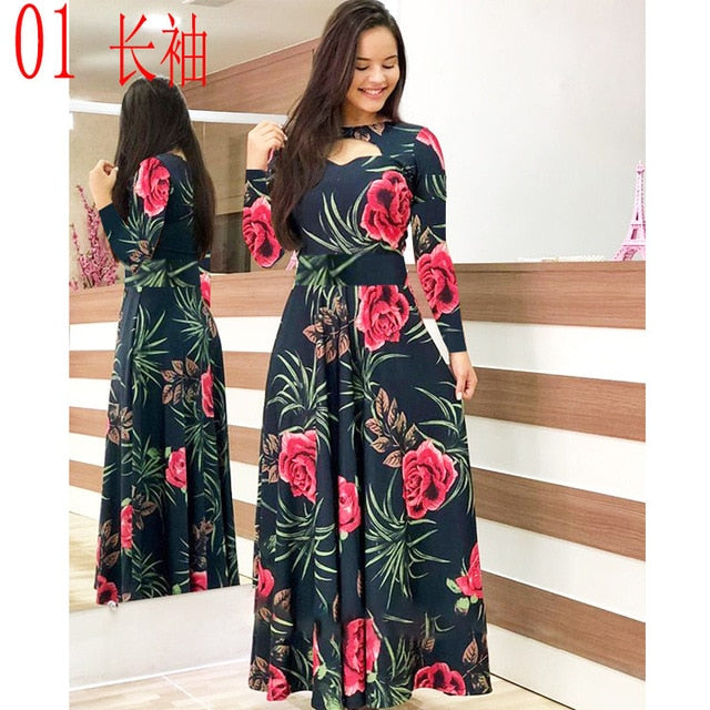 Elegant Casual Bohmia Flower Print Dress