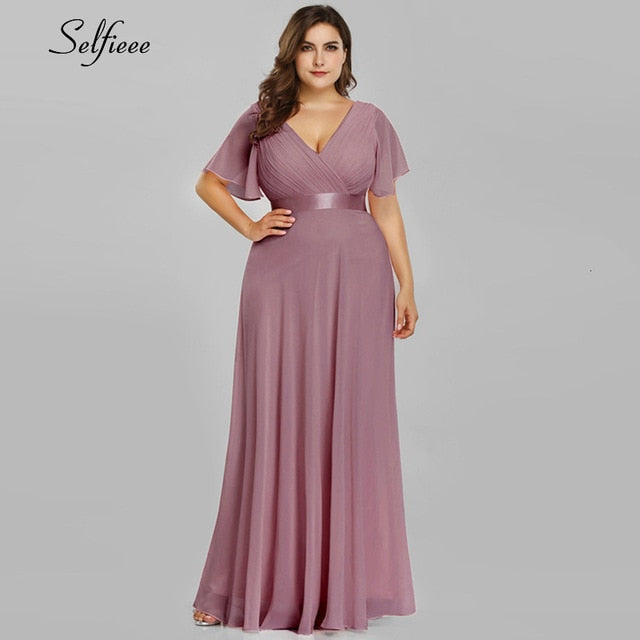 Elegant V Neck Chiffon Party Dress