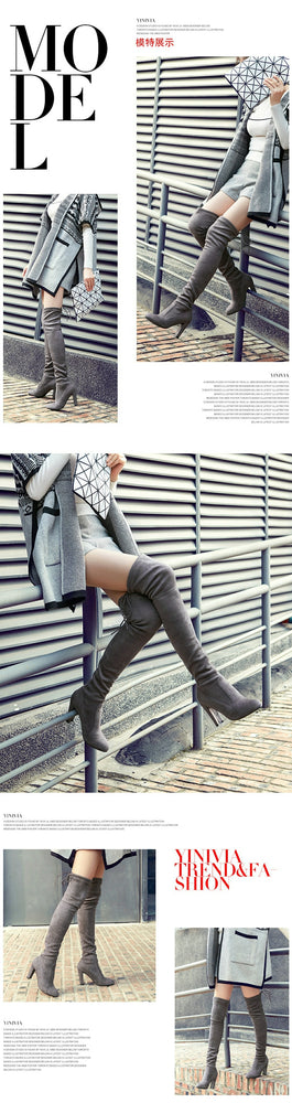 Thigh Over The Knee Elastic High Heel Boots